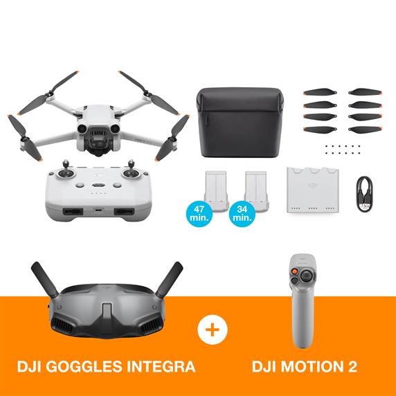 Combo : DJI040 - Drone DJI Mini 3 Pro DJI RC-N1 (Sem tela) Fly More Kit Plus + DJI1022 - DJI Goggles Integra com DJI Motion 2